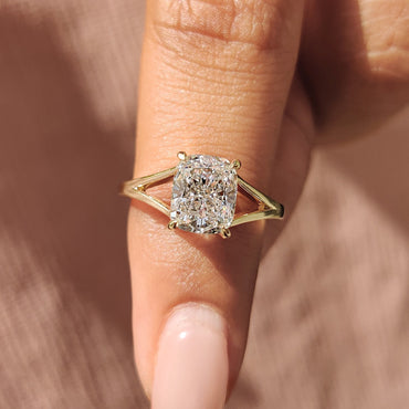 Cushion Hidden Halo Lab Grown Diamond Engagement Ring