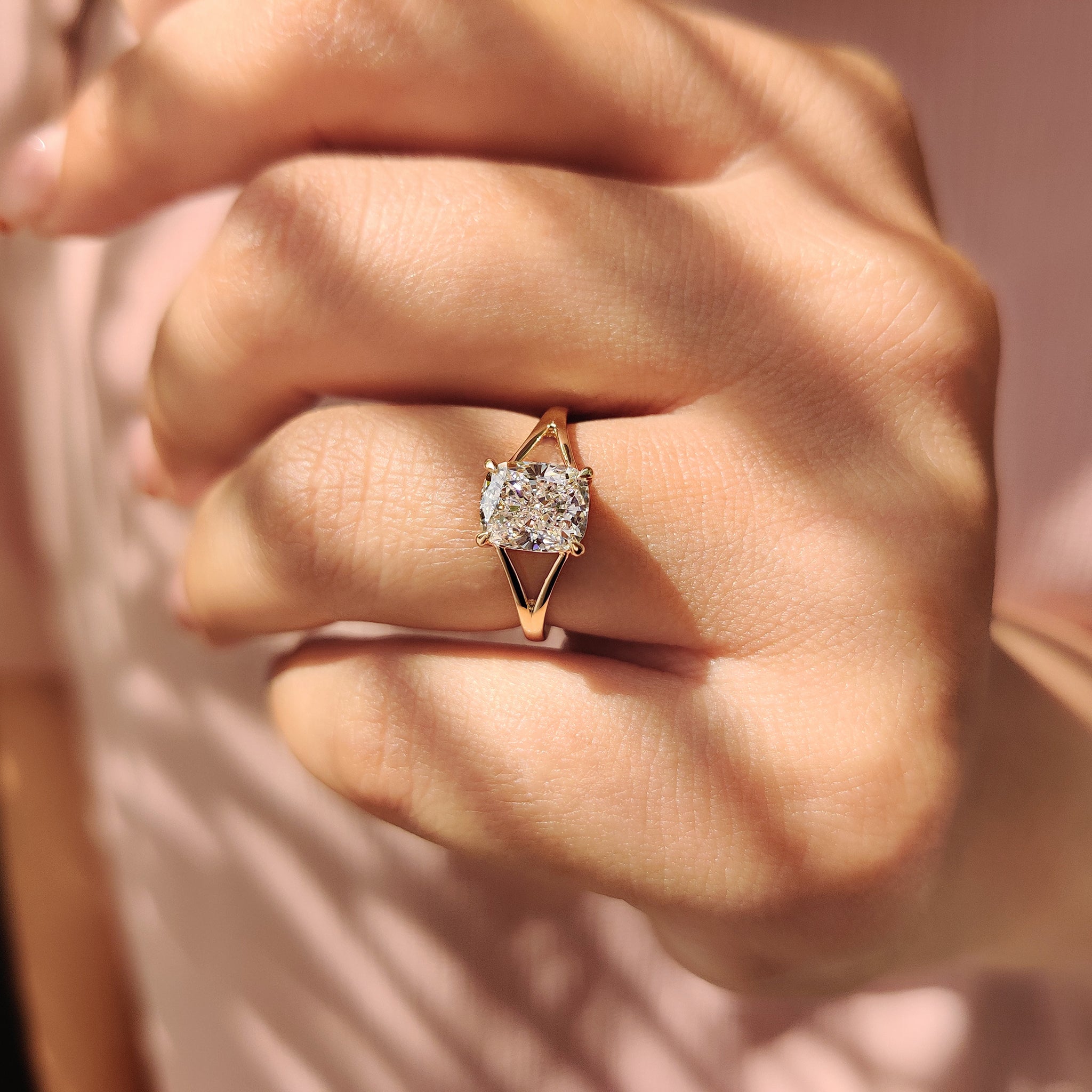 Cushion Hidden Halo Lab Grown Diamond Engagement Ring