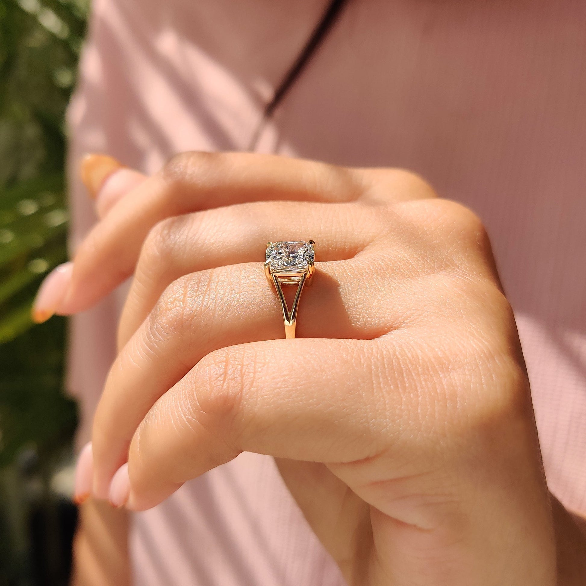 Cushion Hidden Halo Lab Grown Diamond Engagement Ring