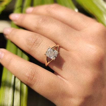 Cushion Hidden Halo Lab Grown Diamond Engagement Ring