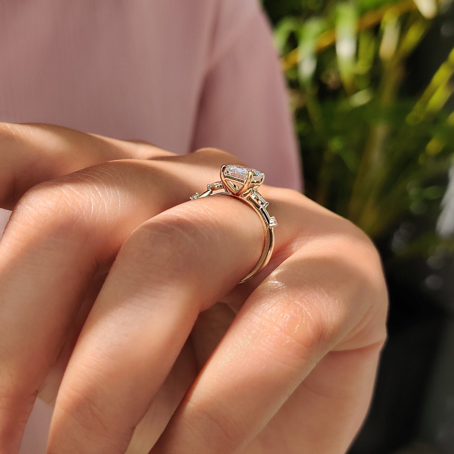 Cushion Hidden Halo Lab Grown Diamond Engagement Ring