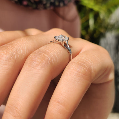 Cushion Hidden Halo Lab Grown Diamond Engagement Ring