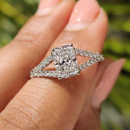 Cushion Hidden Halo Lab Grown Diamond Engagement Ring