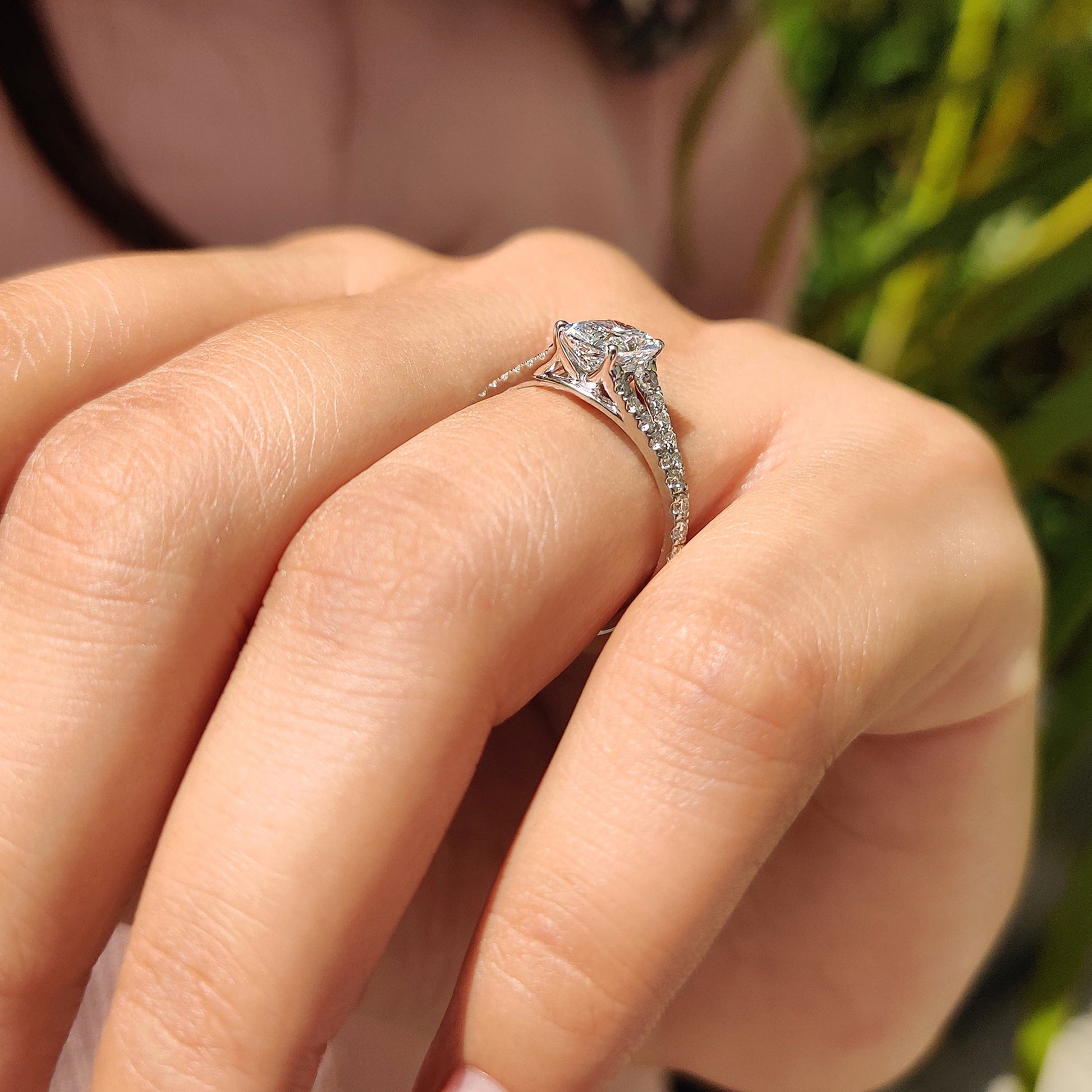 Cushion Hidden Halo Lab Grown Diamond Engagement Ring