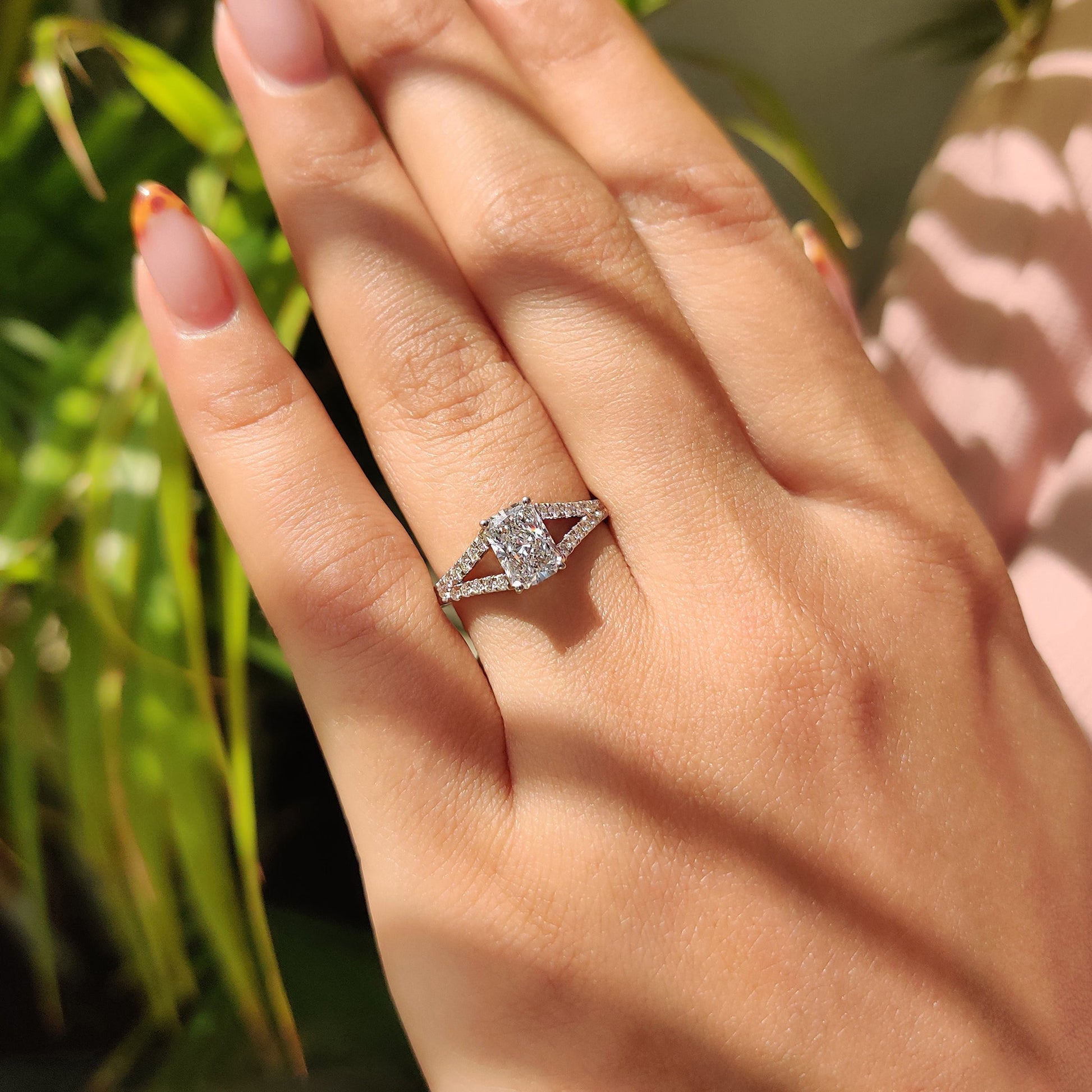 Cushion Hidden Halo Lab Grown Diamond Engagement Ring