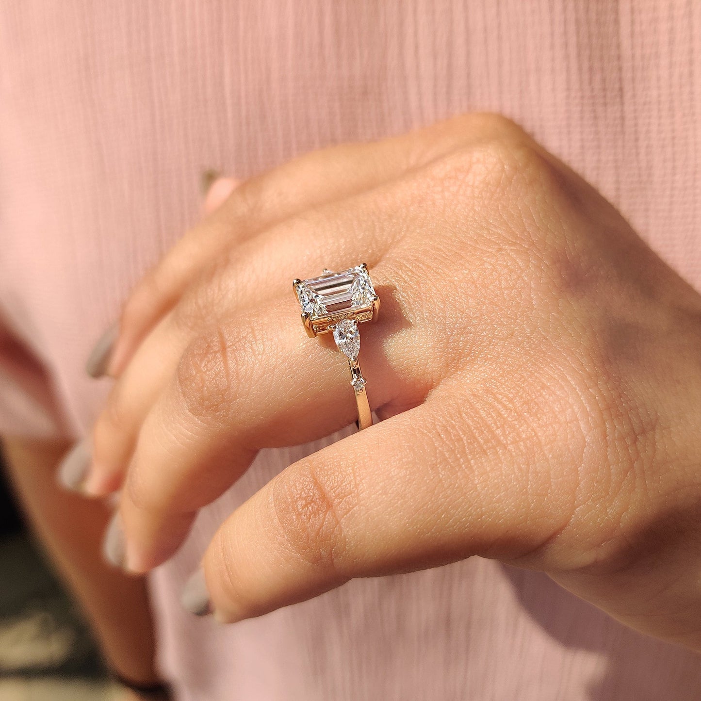 Cushion Hidden Halo Lab Grown Diamond Engagement Ring