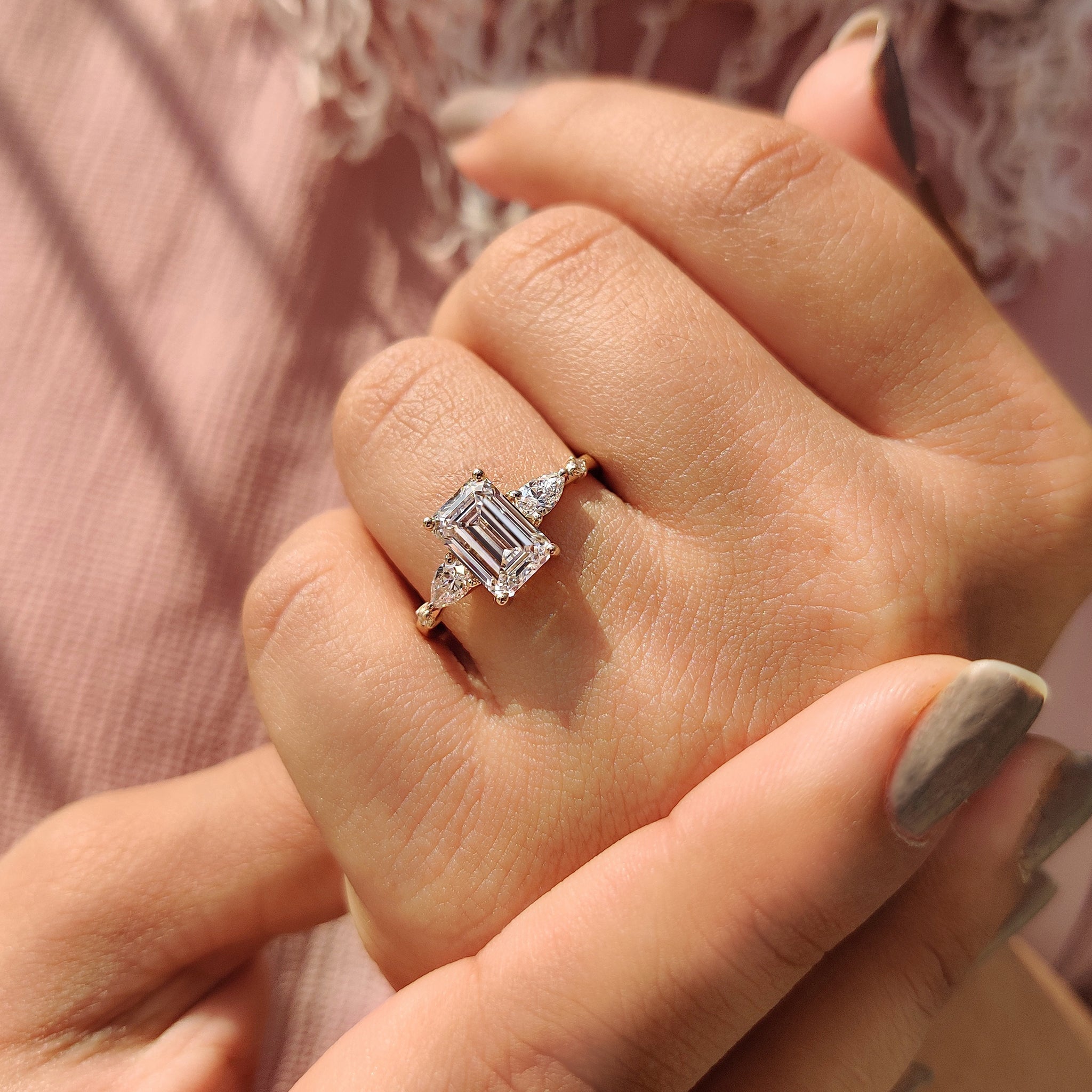 Cushion Hidden Halo Lab Grown Diamond Engagement Ring