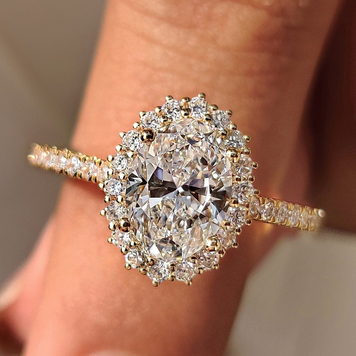 Cushion Hidden Halo Lab Grown Diamond Engagement Ring