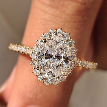Cushion Hidden Halo Lab Grown Diamond Engagement Ring