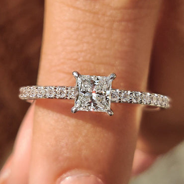 Cushion Hidden Halo Lab Grown Diamond Engagement Ring