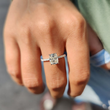Cushion Hidden Halo Lab Grown Diamond Engagement Ring