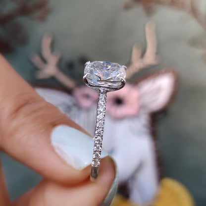 Cushion Hidden Halo Lab Grown Diamond Engagement Ring