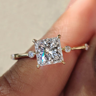 Cushion Hidden Halo Lab Grown Diamond Engagement Ring