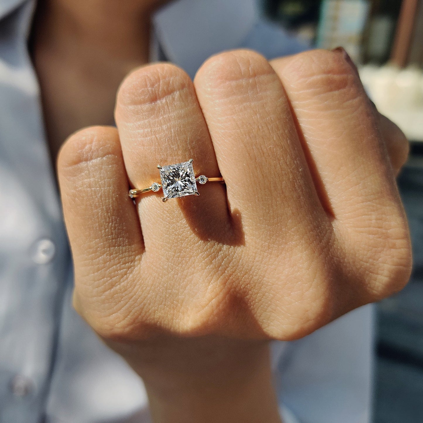 Cushion Hidden Halo Lab Grown Diamond Engagement Ring