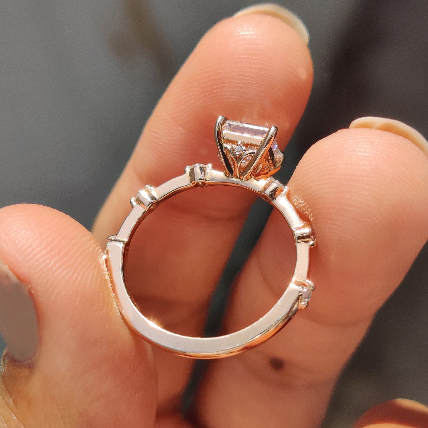 Cushion Hidden Halo Lab Grown Diamond Engagement Ring