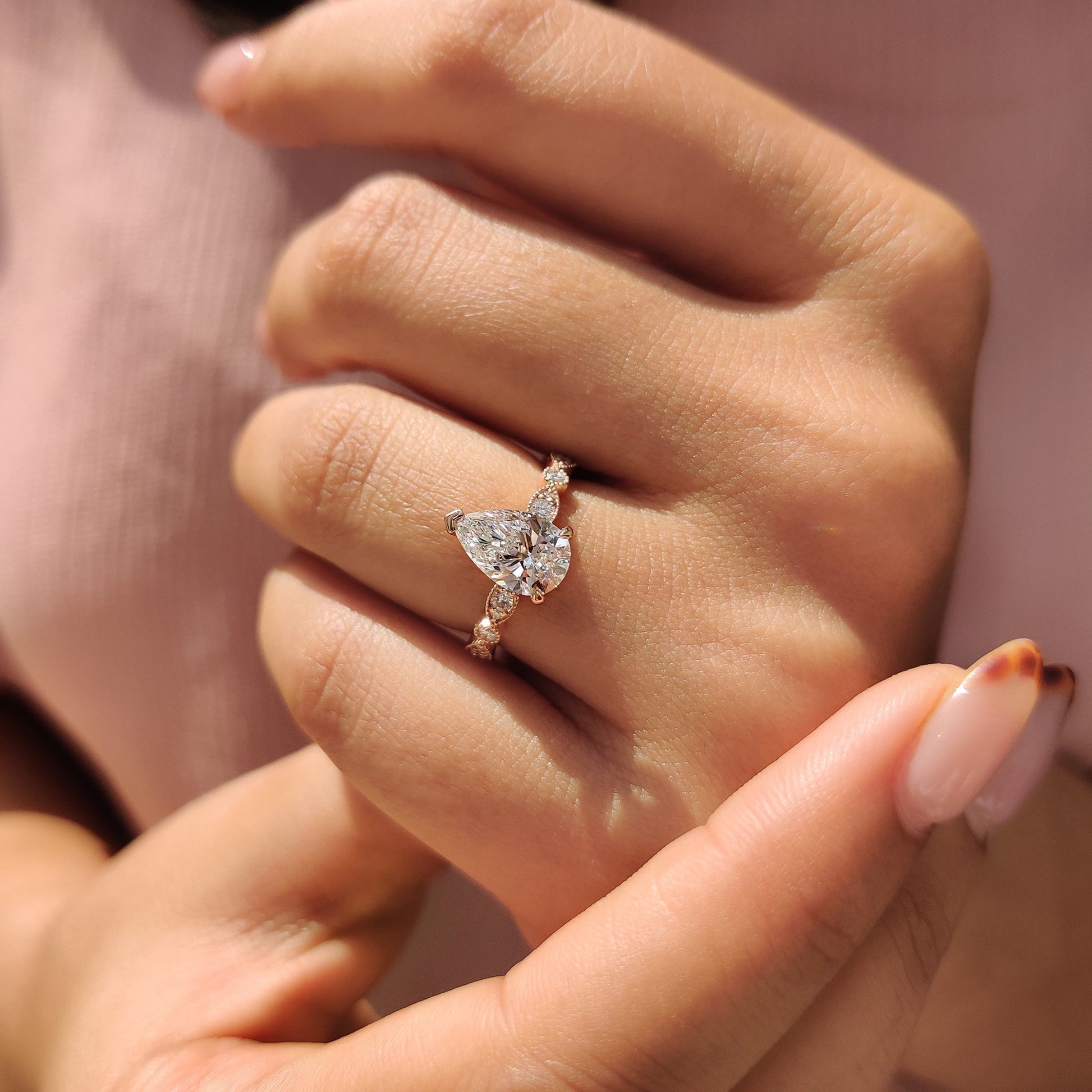 Cushion Hidden Halo Lab Grown Diamond Engagement Ring
