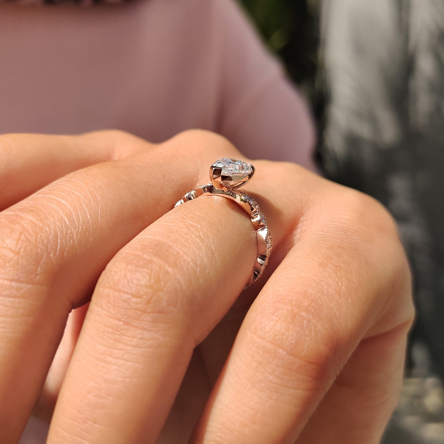 Cushion Hidden Halo Lab Grown Diamond Engagement Ring