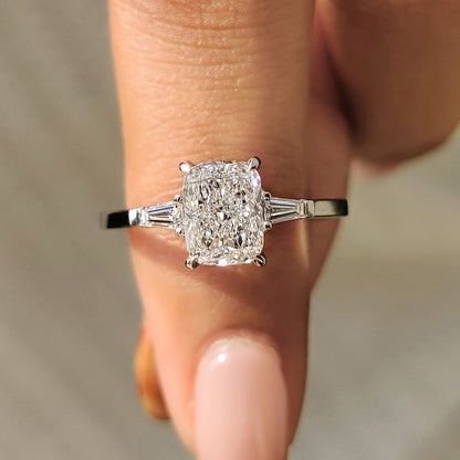 Cushion Hidden Halo Lab Grown Diamond Engagement Ring