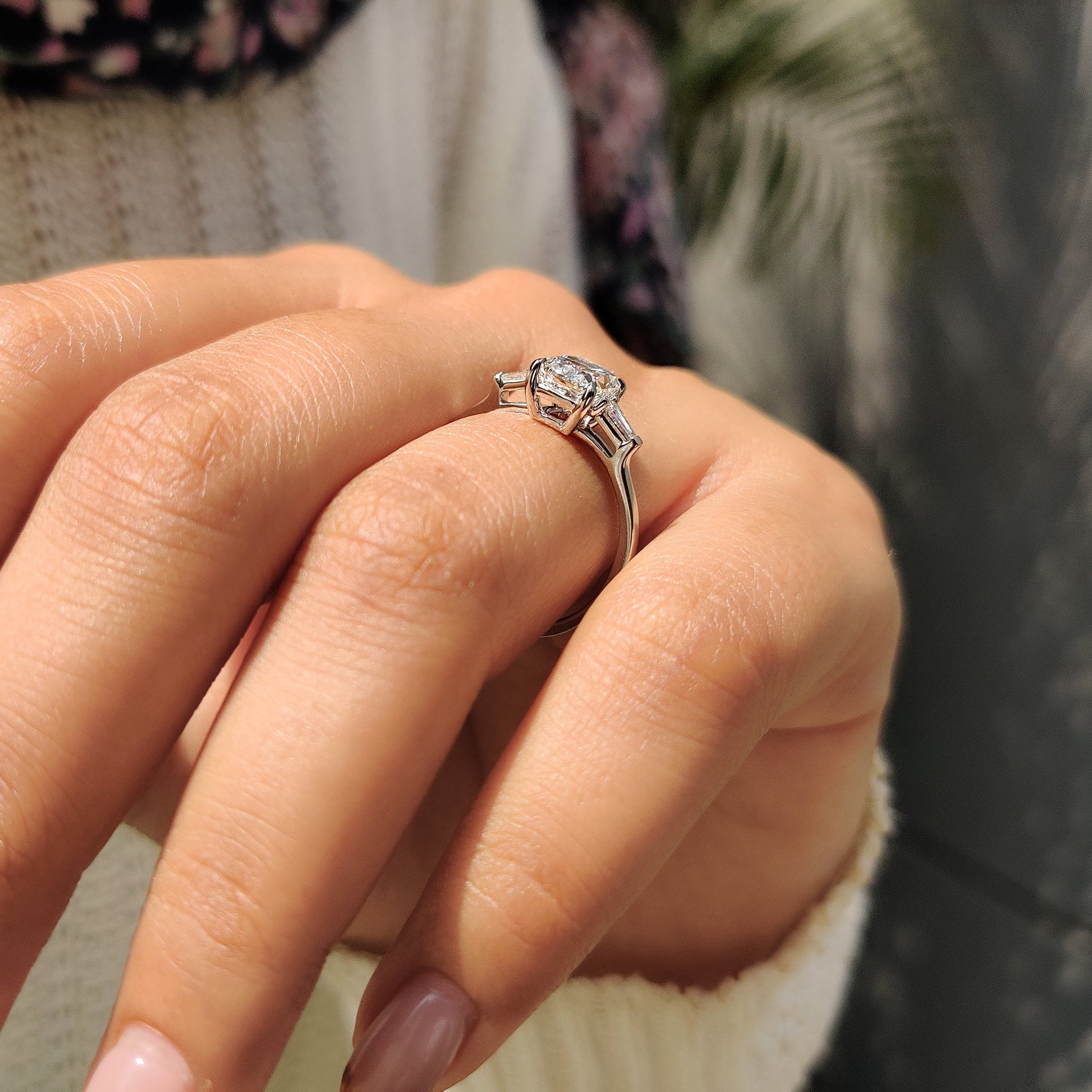 Cushion Hidden Halo Lab Grown Diamond Engagement Ring