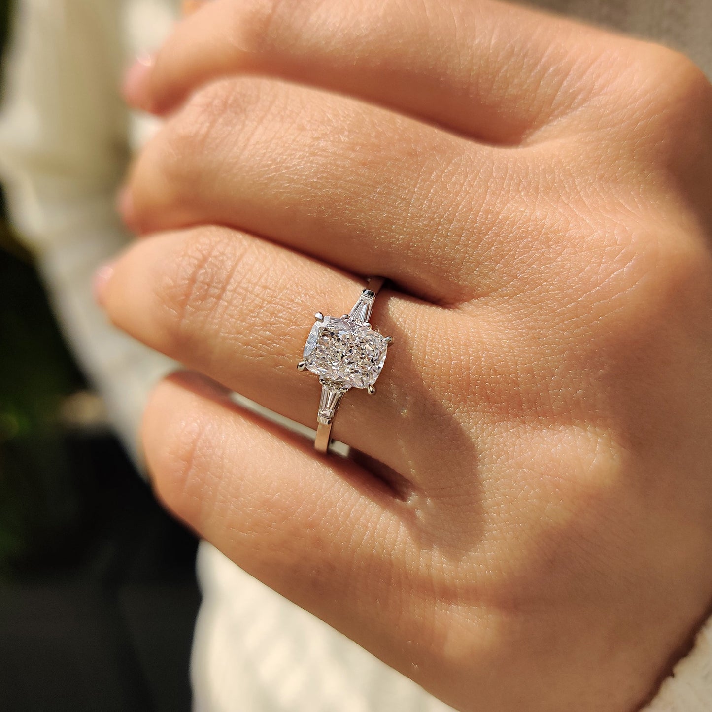 Cushion Hidden Halo Lab Grown Diamond Engagement Ring
