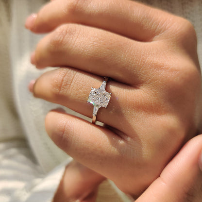 Cushion Hidden Halo Lab Grown Diamond Engagement Ring