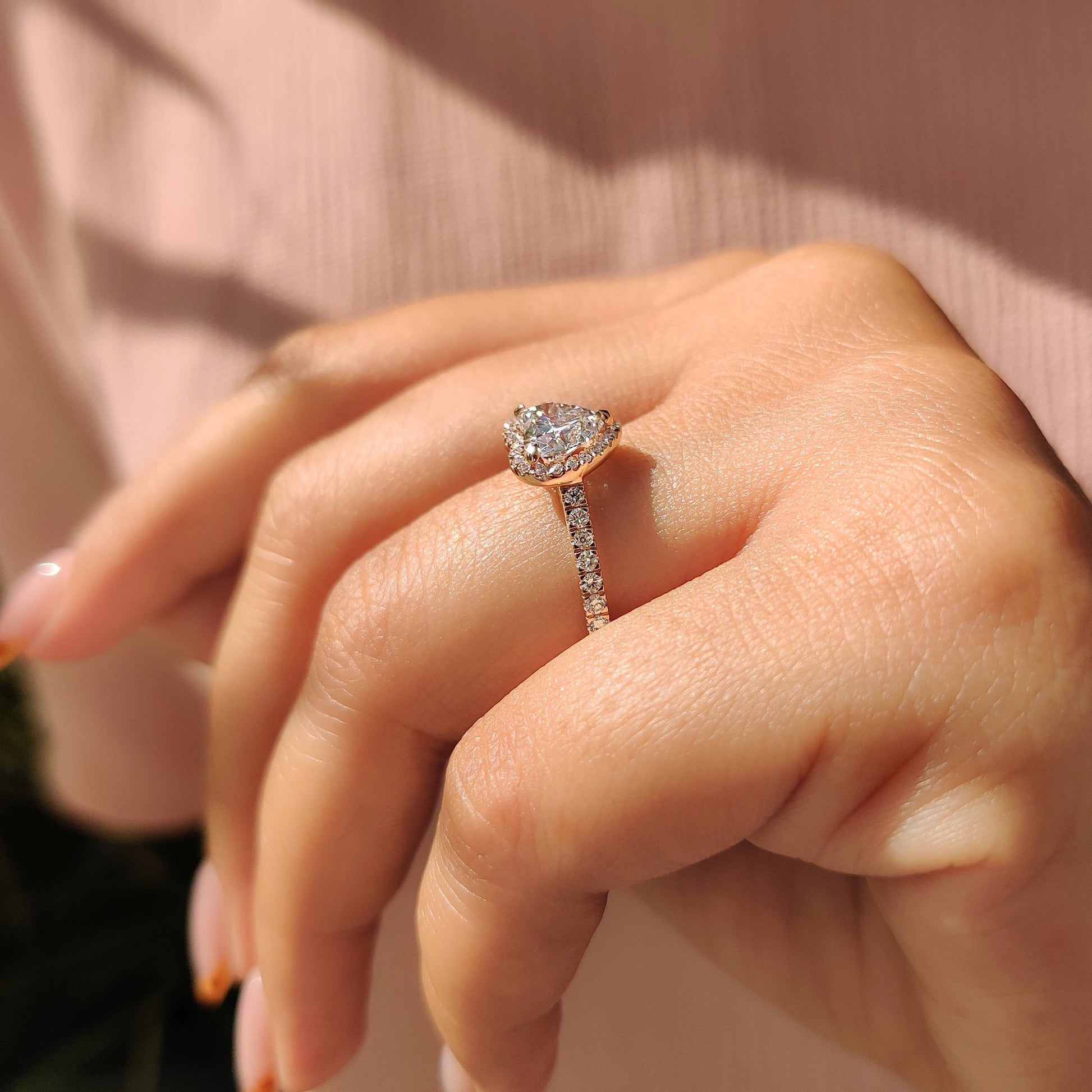 Cushion Hidden Halo Lab Grown Diamond Engagement Ring