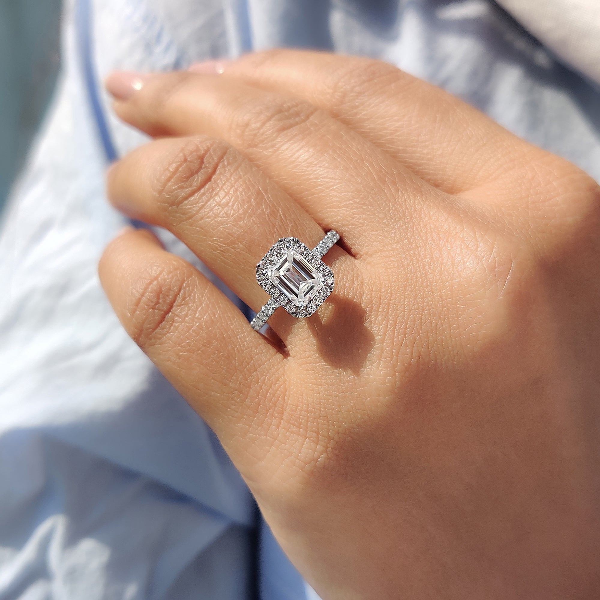 Cushion Hidden Halo Lab Grown Diamond Engagement Ring