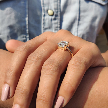 Cushion Hidden Halo Lab Grown Diamond Engagement Ring