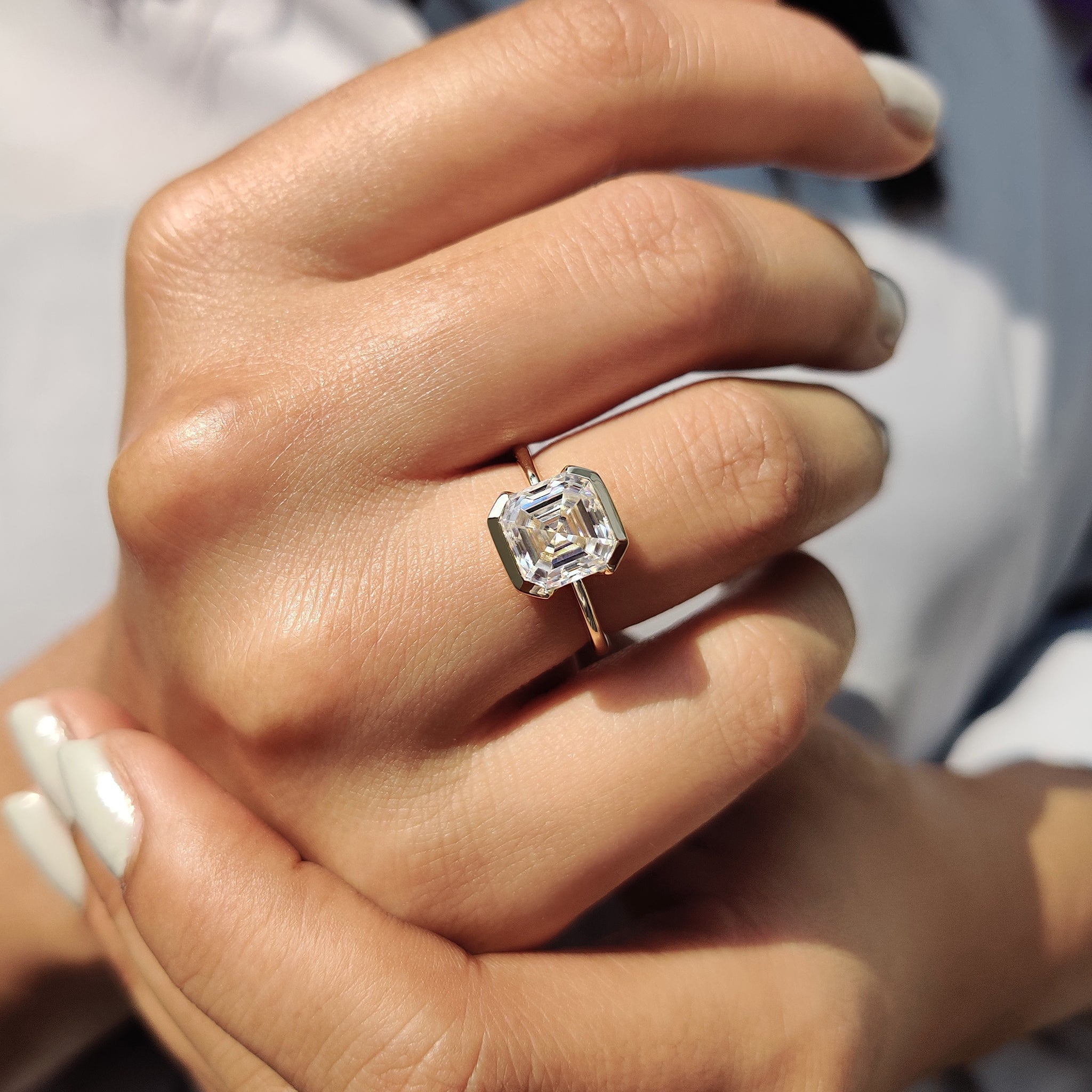 Cushion Hidden Halo Lab Grown Diamond Engagement Ring