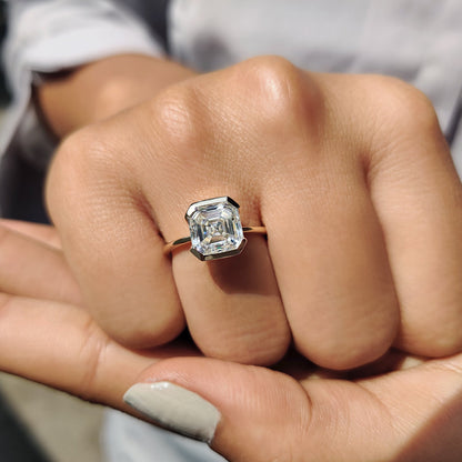 Cushion Hidden Halo Lab Grown Diamond Engagement Ring