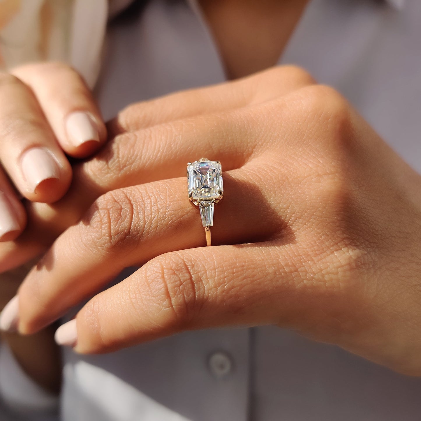 Cushion Hidden Halo Lab Grown Diamond Engagement Ring