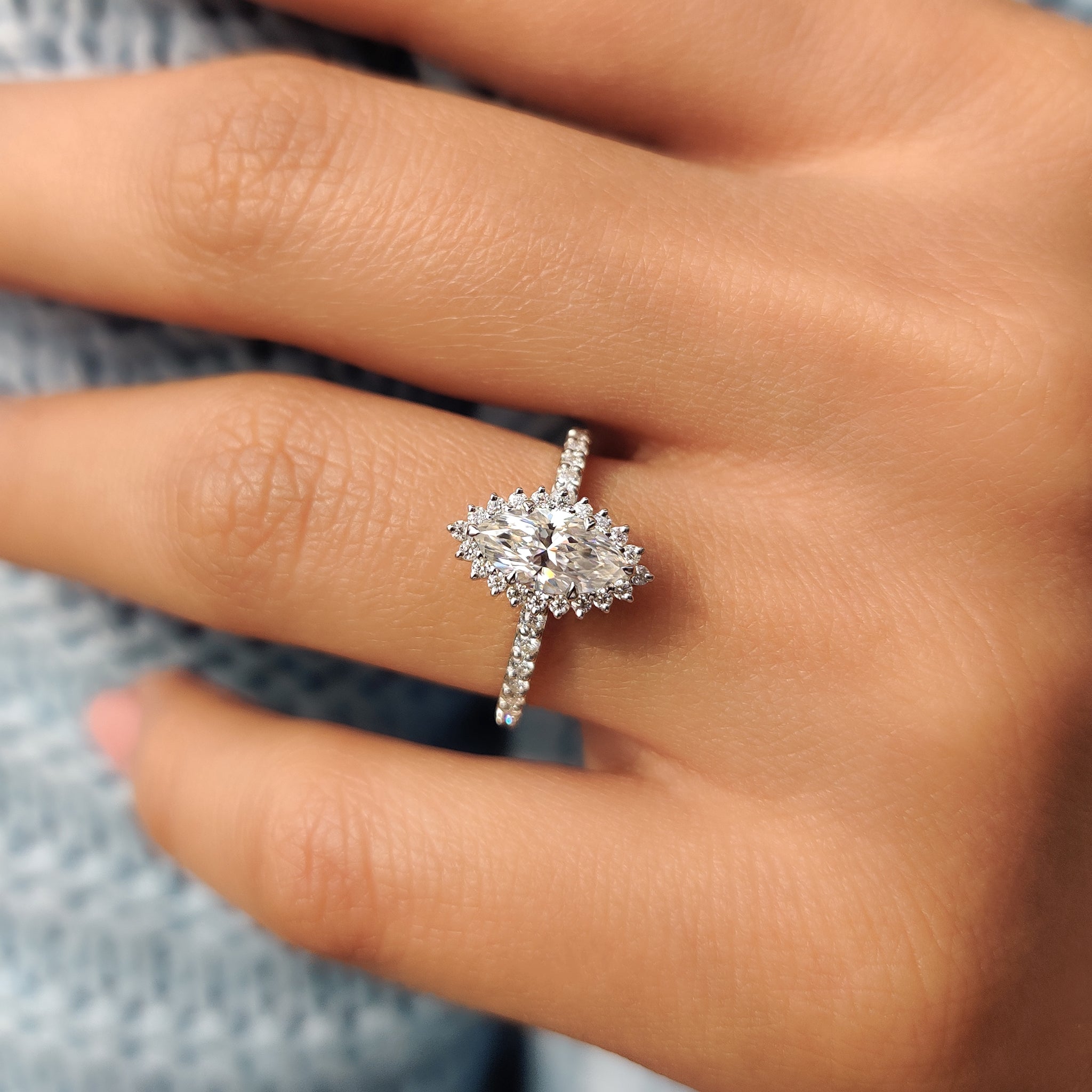 Cushion Hidden Halo Lab Grown Diamond Engagement Ring