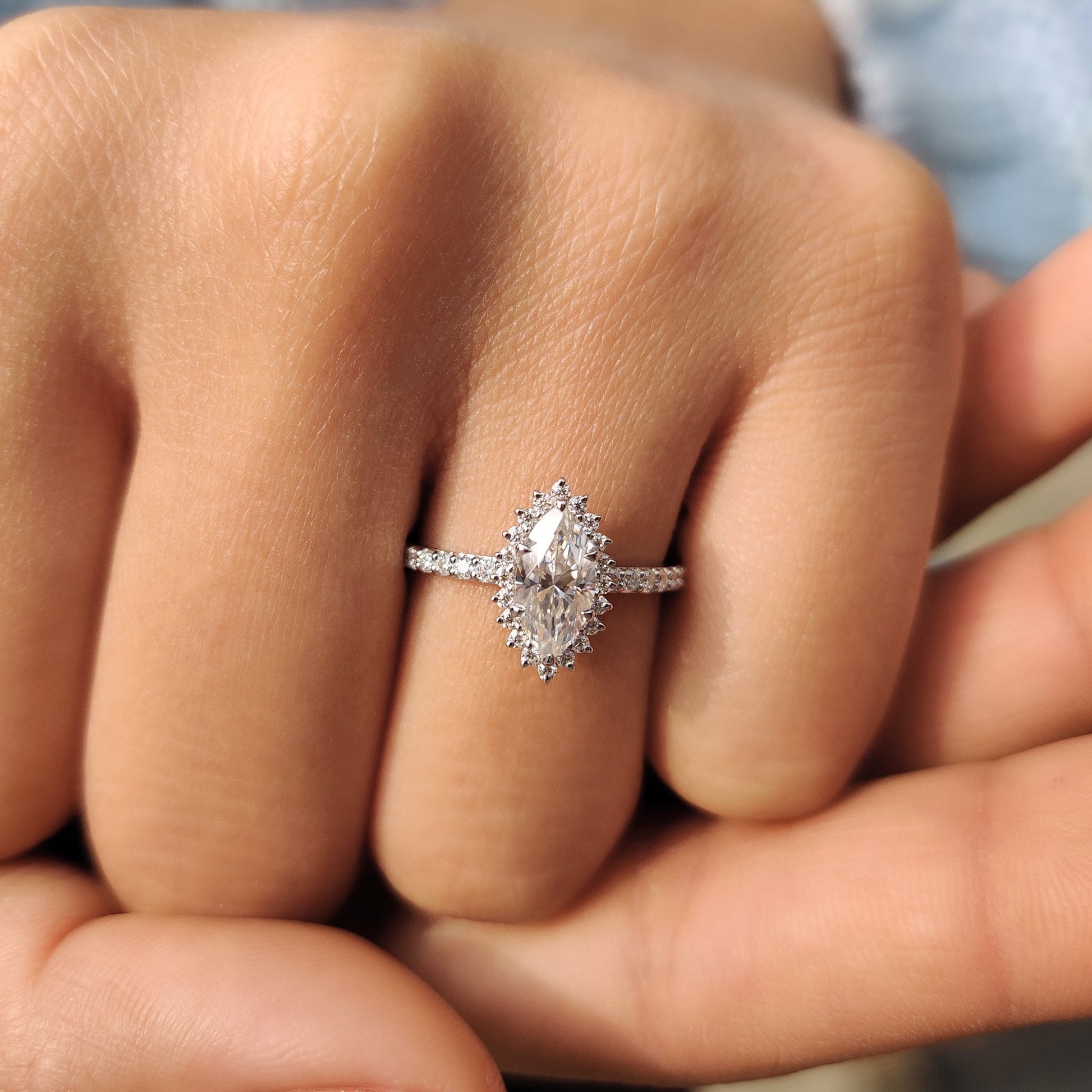 Cushion Hidden Halo Lab Grown Diamond Engagement Ring