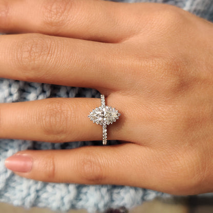 Cushion Hidden Halo Lab Grown Diamond Engagement Ring