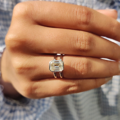 Cushion Hidden Halo Lab Grown Diamond Engagement Ring