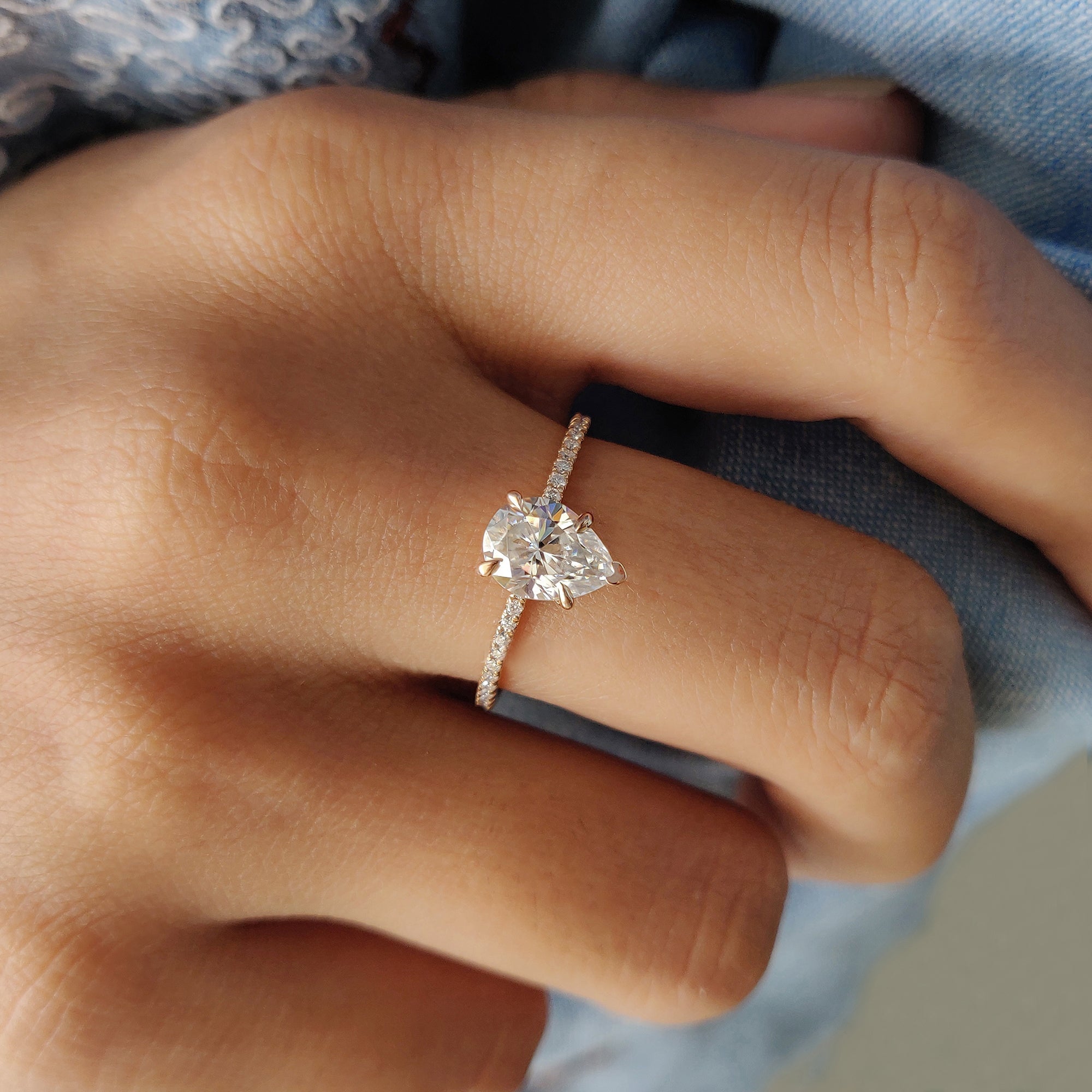 Cushion Hidden Halo Lab Grown Diamond Engagement Ring