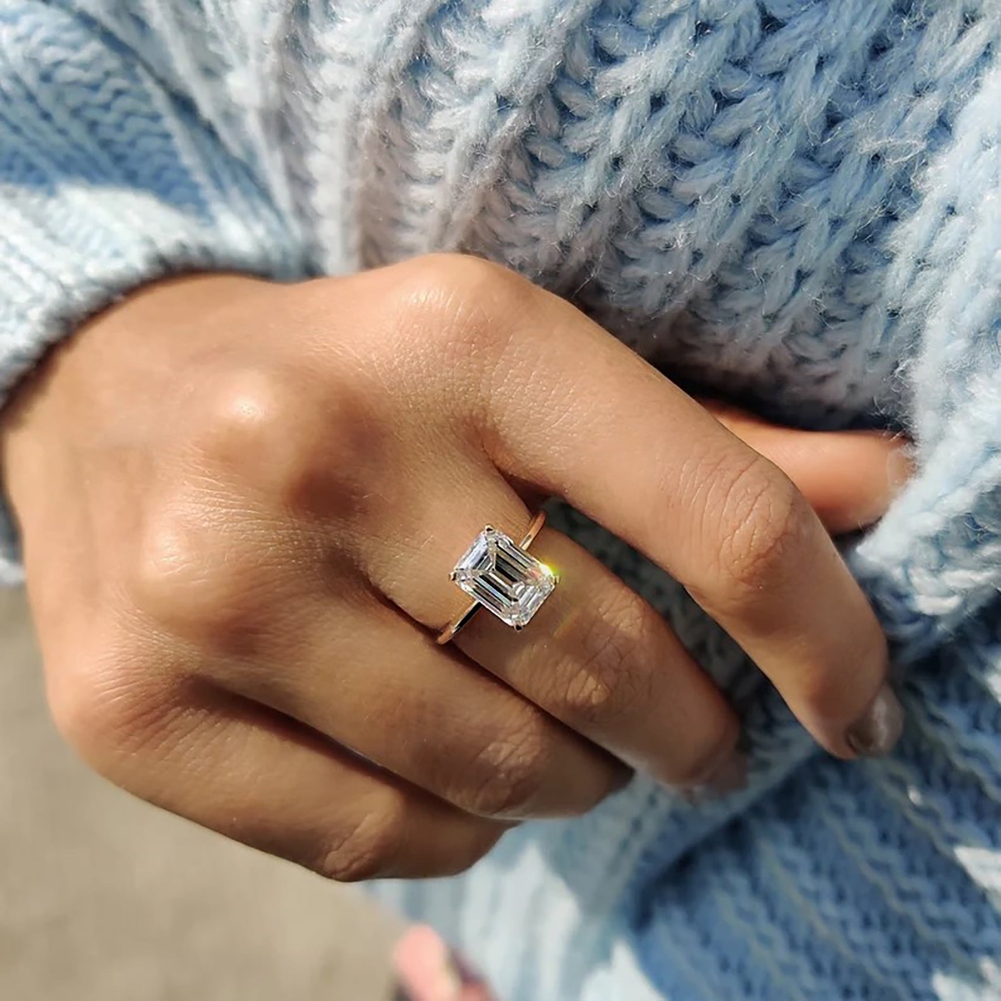 Cushion Hidden Halo Lab Grown Diamond Engagement Ring