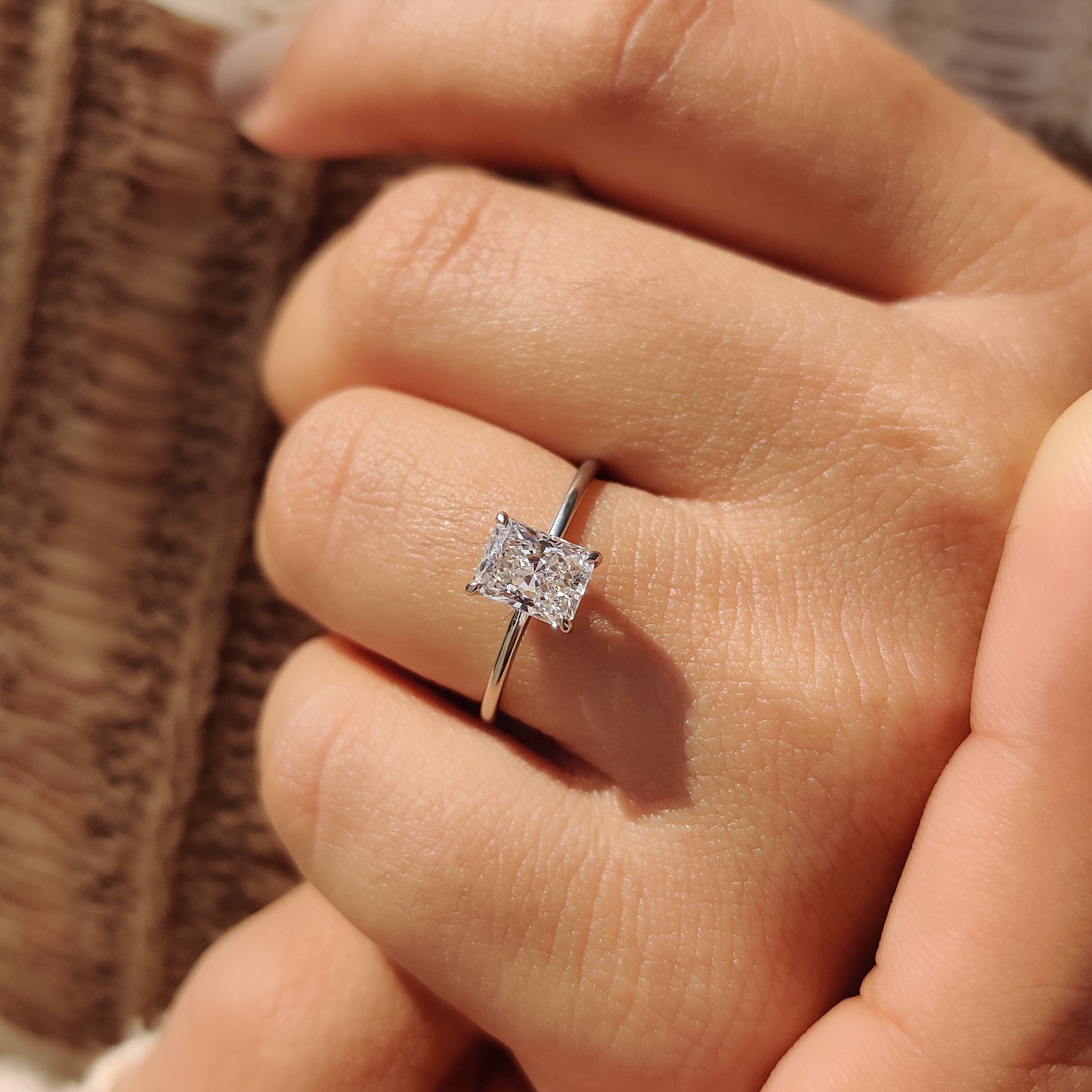 Cushion Hidden Halo Lab Grown Diamond Engagement Ring