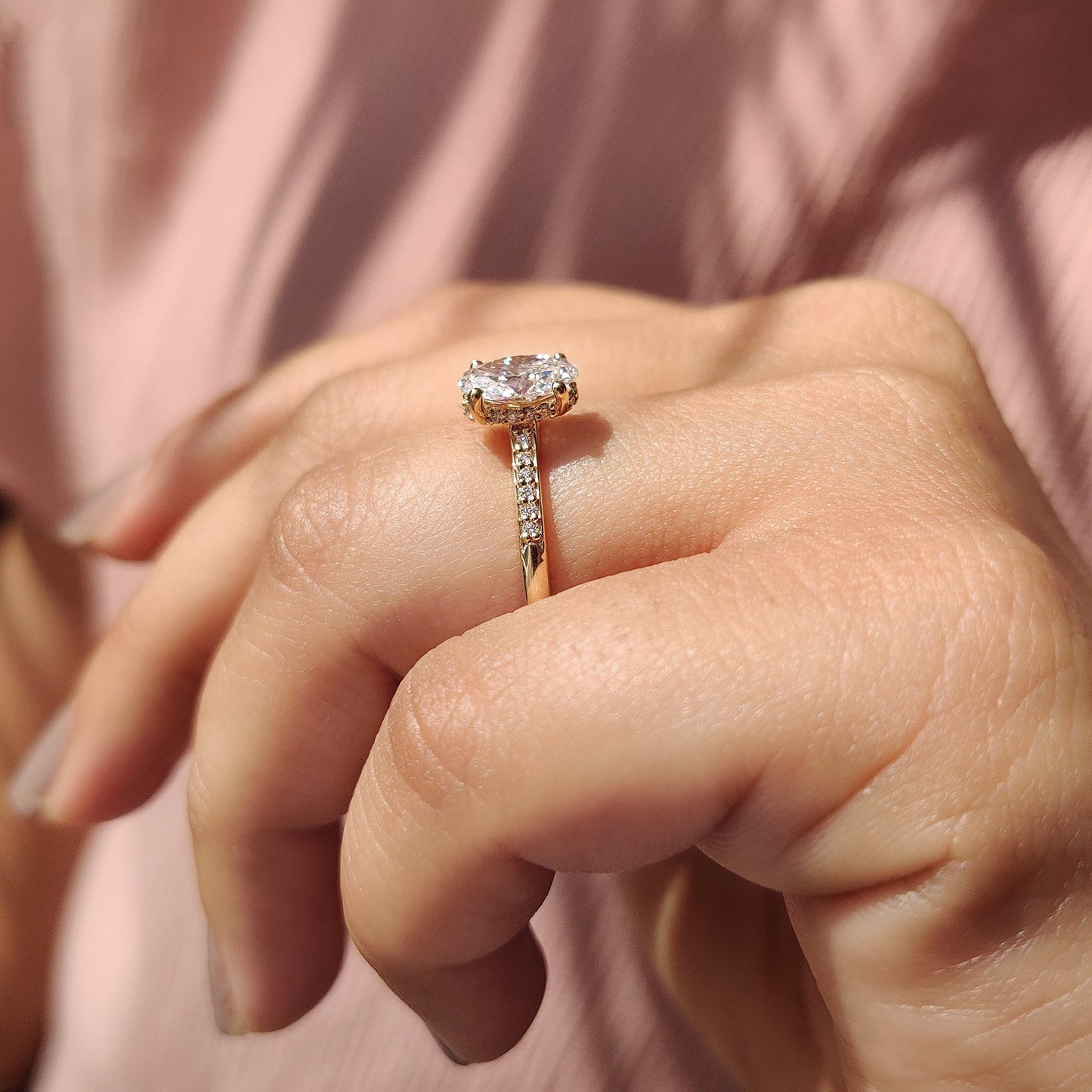 Cushion Hidden Halo Lab Grown Diamond Engagement Ring