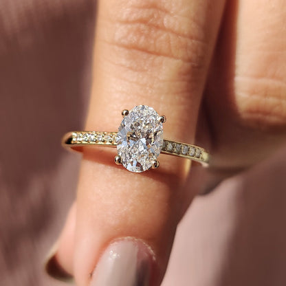 Cushion Hidden Halo Lab Grown Diamond Engagement Ring