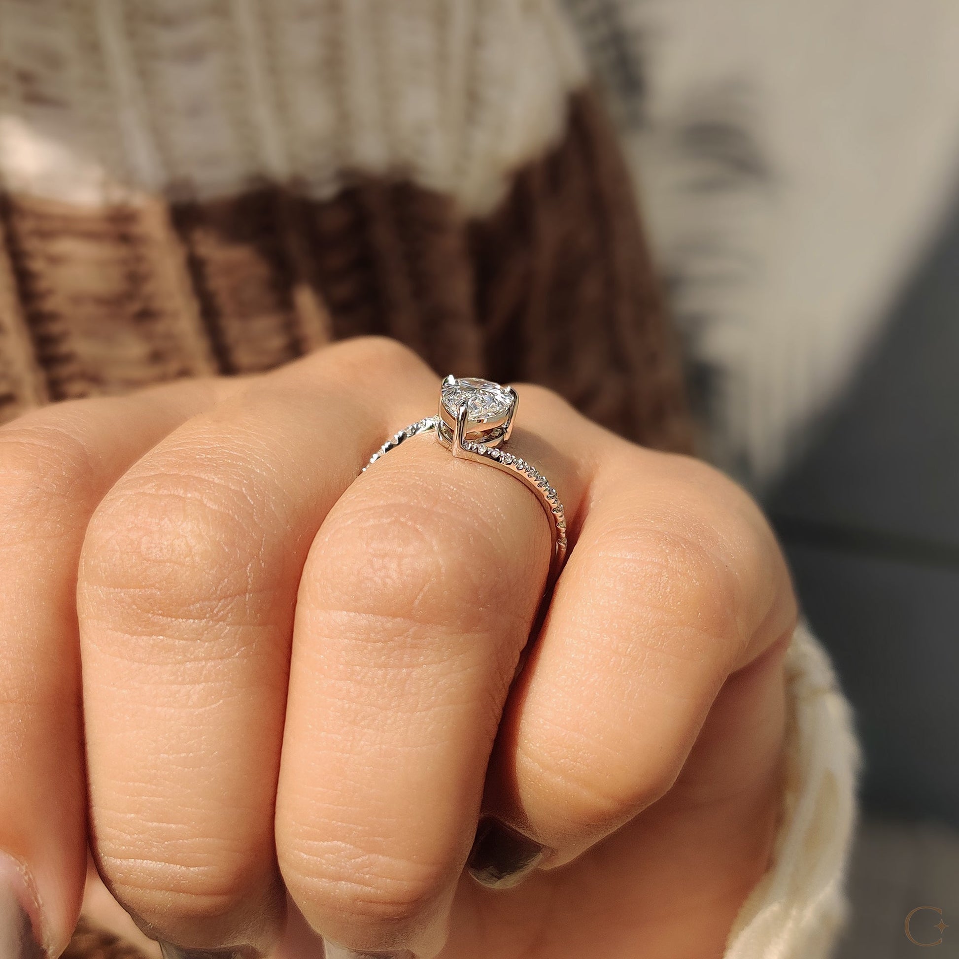 Cushion Hidden Halo Lab Grown Diamond Engagement Ring