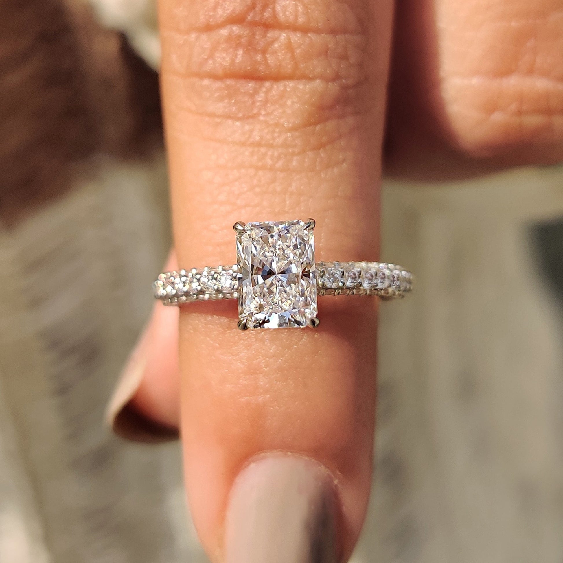 Cushion Hidden Halo Lab Grown Diamond Engagement Ring