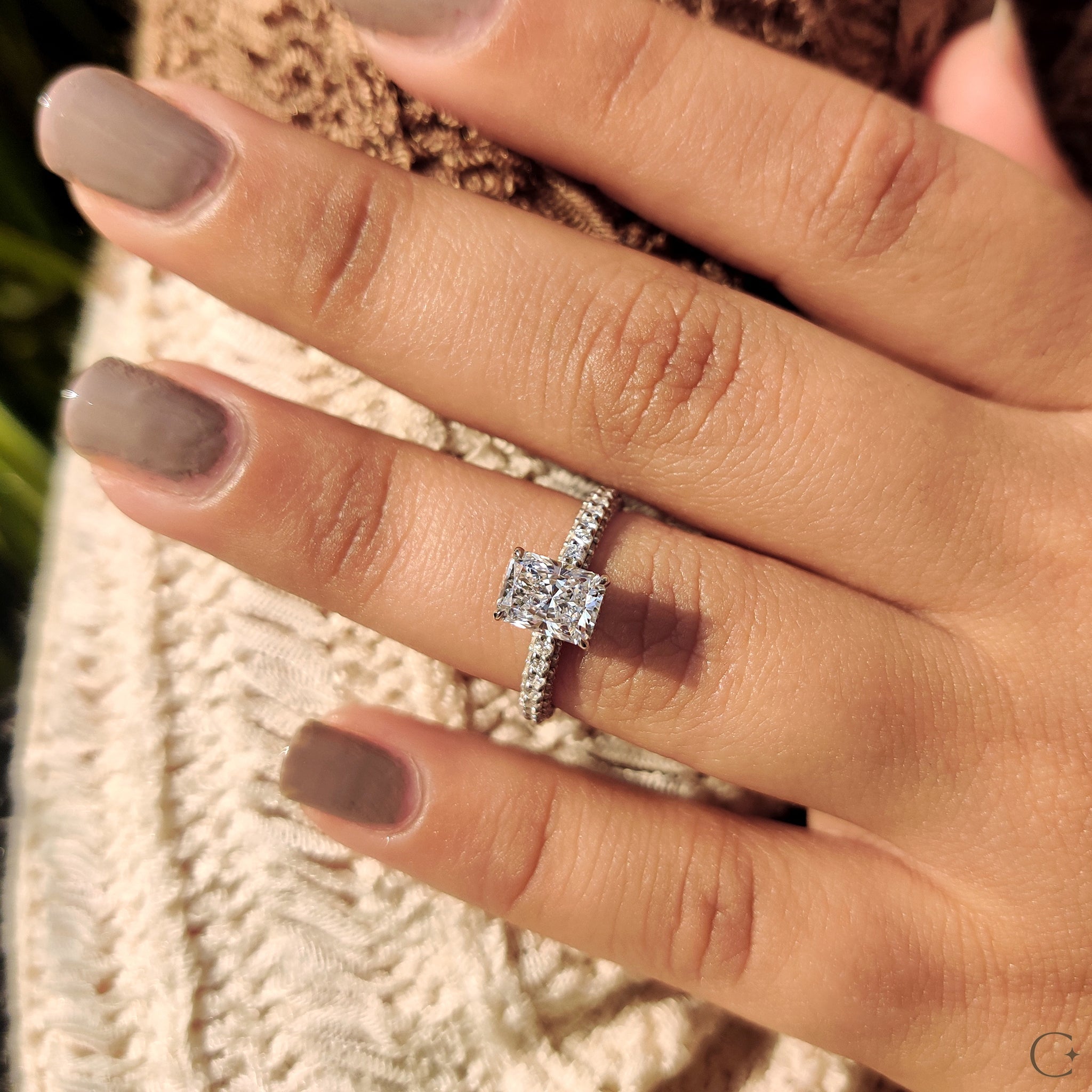 Cushion Hidden Halo Lab Grown Diamond Engagement Ring