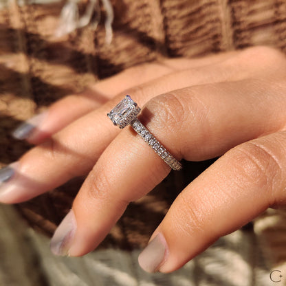 Cushion Hidden Halo Lab Grown Diamond Engagement Ring