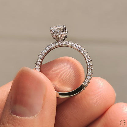 Cushion Hidden Halo Lab Grown Diamond Engagement Ring