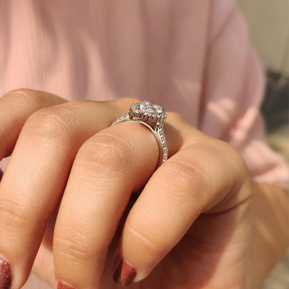 Cushion Hidden Halo Lab Grown Diamond Engagement Ring