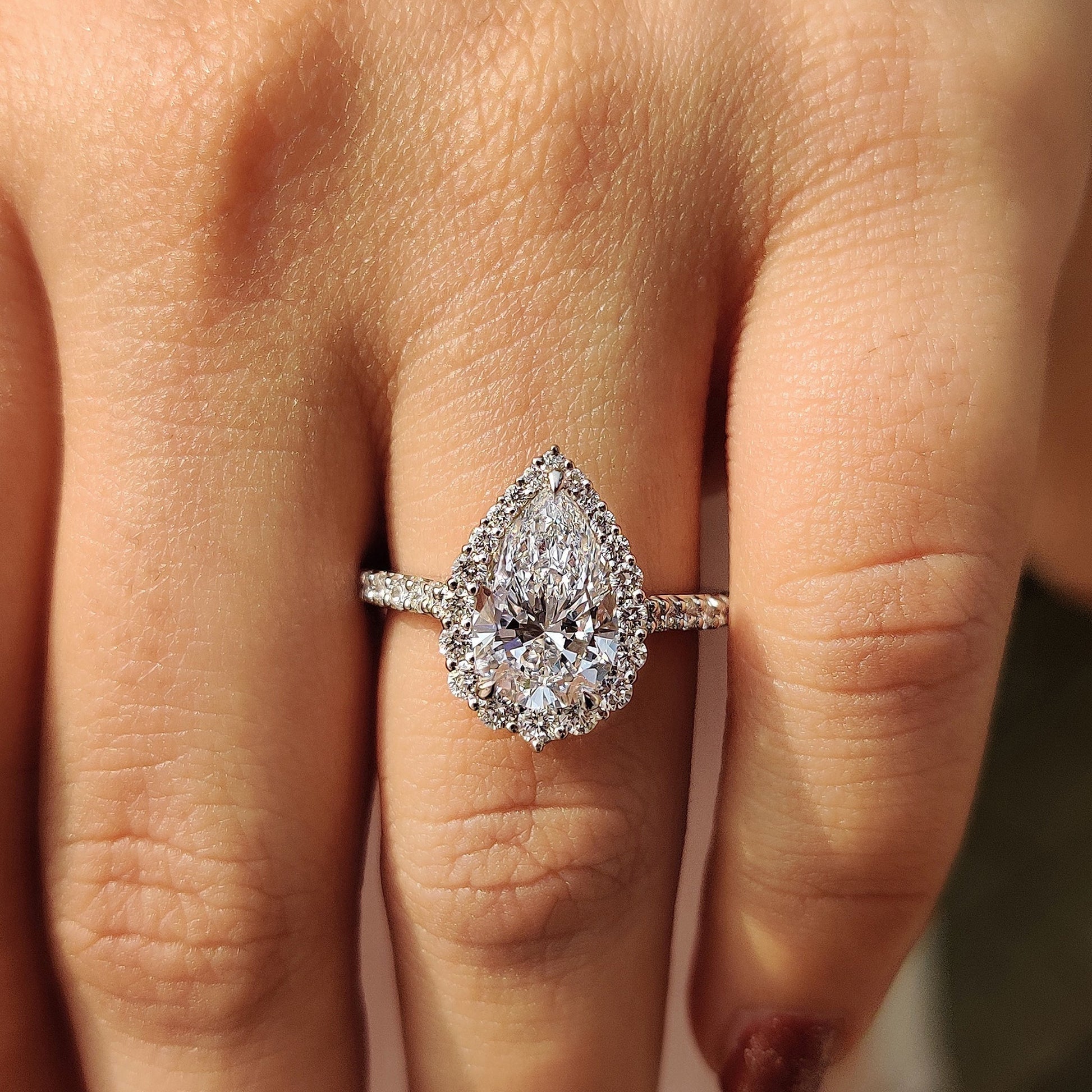 Cushion Hidden Halo Lab Grown Diamond Engagement Ring