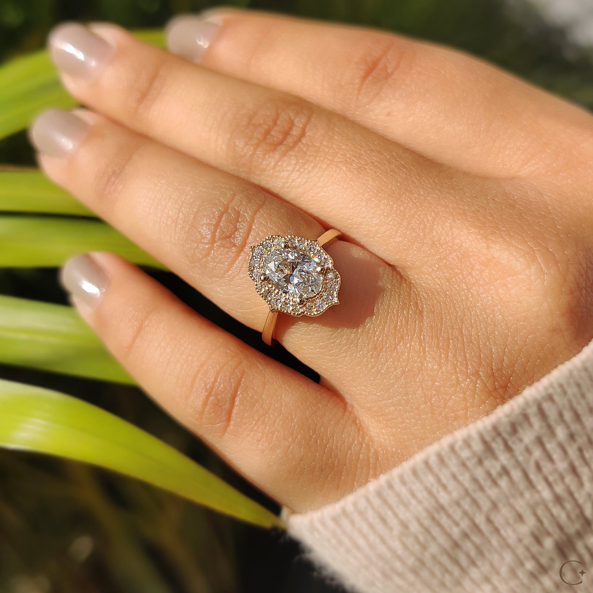 Cushion Hidden Halo Lab Grown Diamond Engagement Ring
