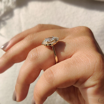 Cushion Hidden Halo Lab Grown Diamond Engagement Ring