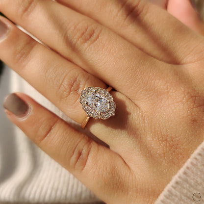 Cushion Hidden Halo Lab Grown Diamond Engagement Ring